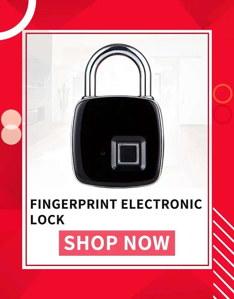 

Golden Security Keyless USB Rechargeable Door Lock Fingerprint Smart Padlock Quick Unlock Zinc alloy Metal Self Developing Chip