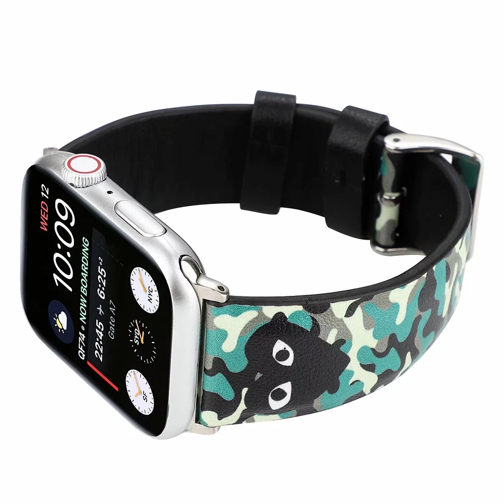 UEBN печать кожаный ремешок для apple watch 38 42 40 44 мм Классическая пряжка кожаный ремень для iwatch серии 4 3 2 1 ремешки для часов