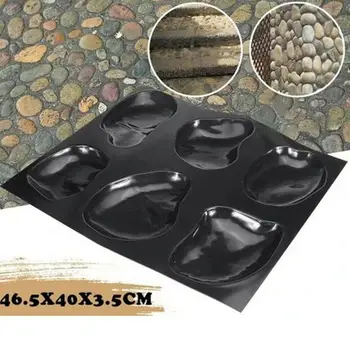 

1pc New Paving Concrete Mould Plastic Mould Black Garden Floor Road Paving Pebble Stepping Stone Mould 46.5x40x3.5cm