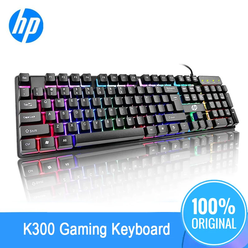 hp клавиатура RGB классический проводной K300 механический ручной Gaming Keyboard USB черно-белая клавиатура для Тетрадь ноутбука, настольного компьютера, ПК