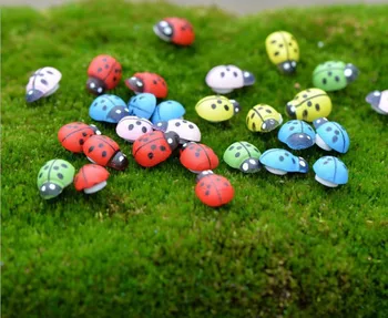 

10Pcs/50Pcs/100Pcs Miniatures Garden Ornaments Decoration Coccinella Septempunctata Resin Crafts DIY Little Garden Decor Jardin