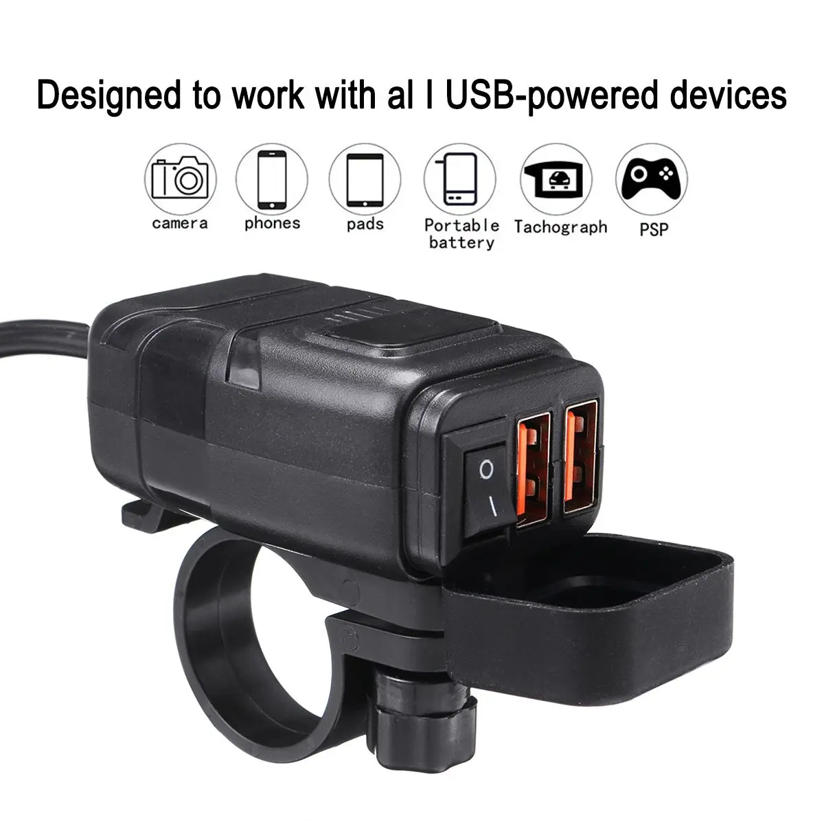 12 В двойной USB Quick Charge 3,0 мотоциклетное Быстроразъемное водонепроницаемое двойное USB быстрое зарядное устройство с креплением на руль