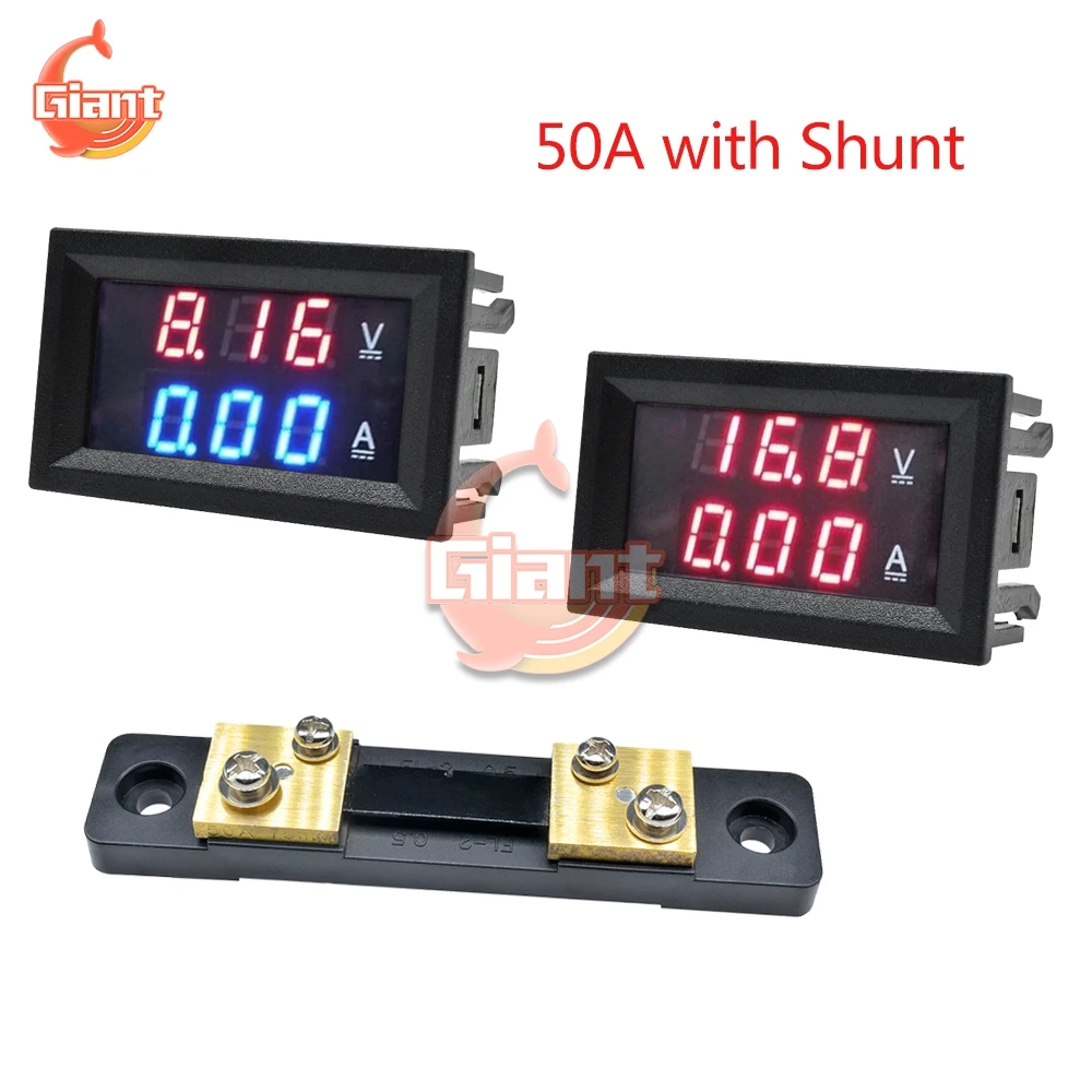 Voltímetro Digital con pantalla LED, amperímetro de DC0-100V/7-110V, 50A, probador de corriente de voltaje, Detector de voltios con derivación de FL-2