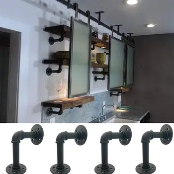 

2pcs Industrial Iron Pipe Bracket Wall Mounted Floating Shelf Hanging Wall Hardware Decor Pipe Shelf Brackets Wood Board Rack