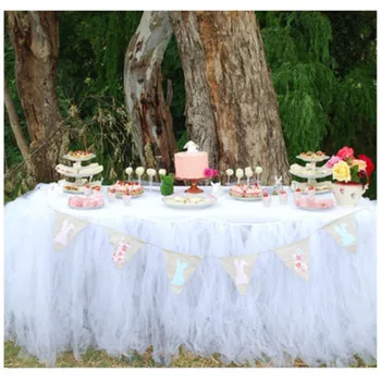 

Tulle Table Skirt Tableware Cloth Wedding Party Baby Shower Birthday Decor Solid Princess Table Skirts Lovely Ornament