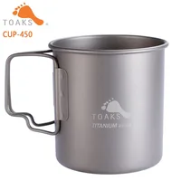 TOAKS Titanium Cup Coffee Tea Mug Ultralight For Outdoor Camping Tableware Without Lid Foldable Handle 450ml 60g CUP-450 1