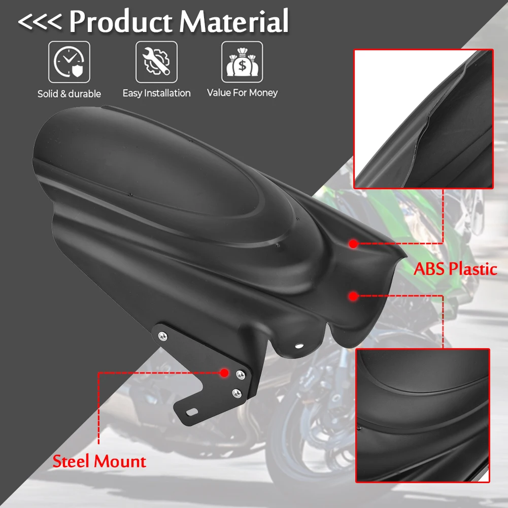 Lorababer for Kawasaki Versys 650 KLE650 Rear Hugger Fender Mudguard Wheel Cover Tire Splash Guard 2007-2020 Versys650 2015 2016 2017 2018 2019 Black
