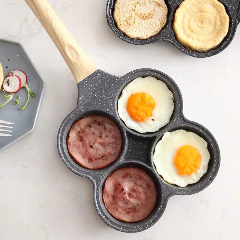 4 Hole Frying Pans Camping Cast Iron Party Mini Durable Egg