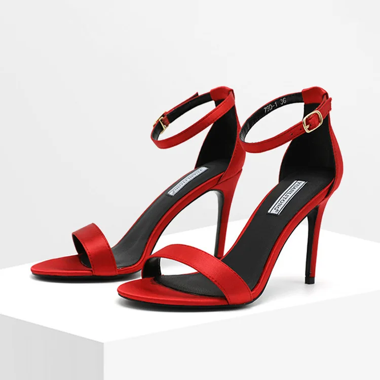 

One Word Buckle Open Toe Super High With Sandals 2019 Round Head Joker Yang Mi Fine With Shoes