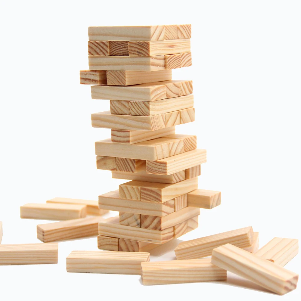 

Foreign Trade Hot Selling Wooden Bricks Pro Jenga Wood Color Layers Board Games Toys Children's Educational Building Blocks
