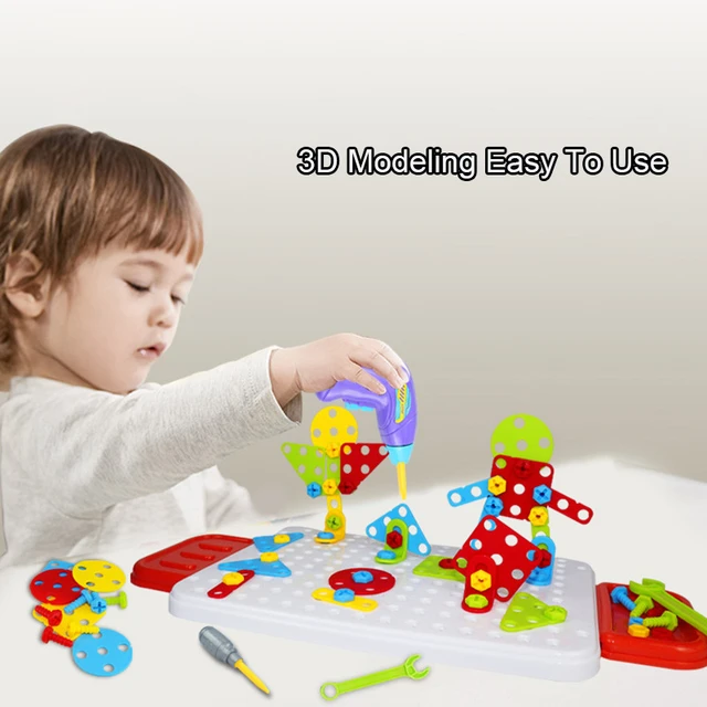 207Pcs Electric Drilling Screw Set 3D Mosaic Puzzle Toys For Children Building Bricks Toys Kids DIY Educational Disassembly Toy 5