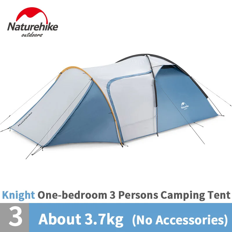 

Naturehike Knight Camping Tent Large Space 3 Persons Travel Windproof Rain Tent NH19G001-Y
