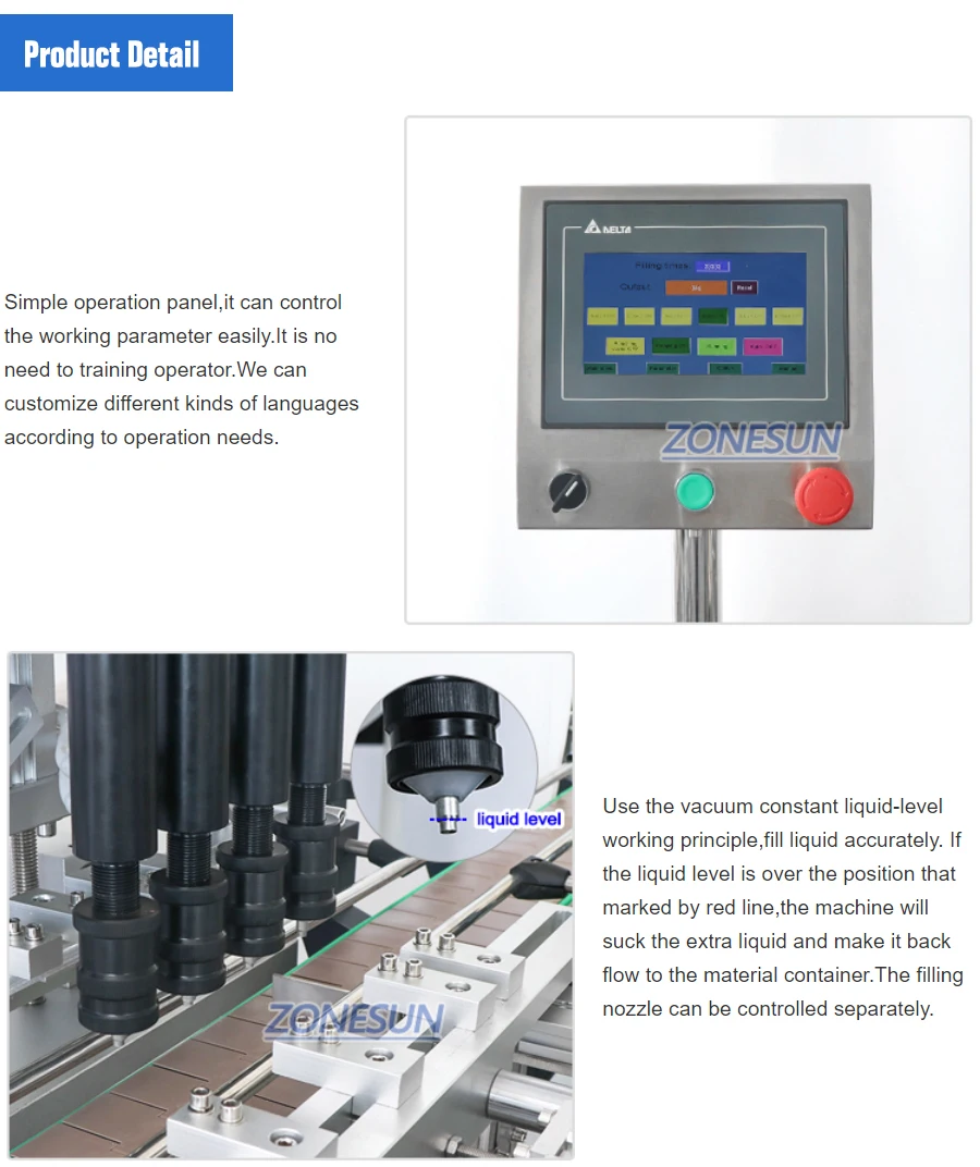 ZONESUN ZS-FAL180X1 Automatic Vacuum Perfume Production Line Round Square Bottle Filling Capping and Labeling Machine