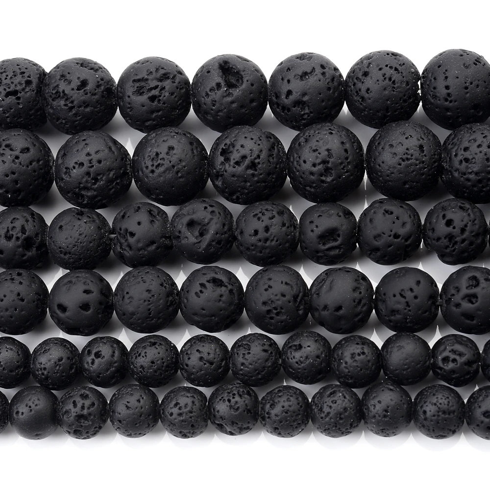 Natural Black Volcanic Lava Stone Beads Round Loose Spacer Bead For Jewelry  Making DIY Perles Bracelet Accessories 4 6 8 10 12mm - AliExpress