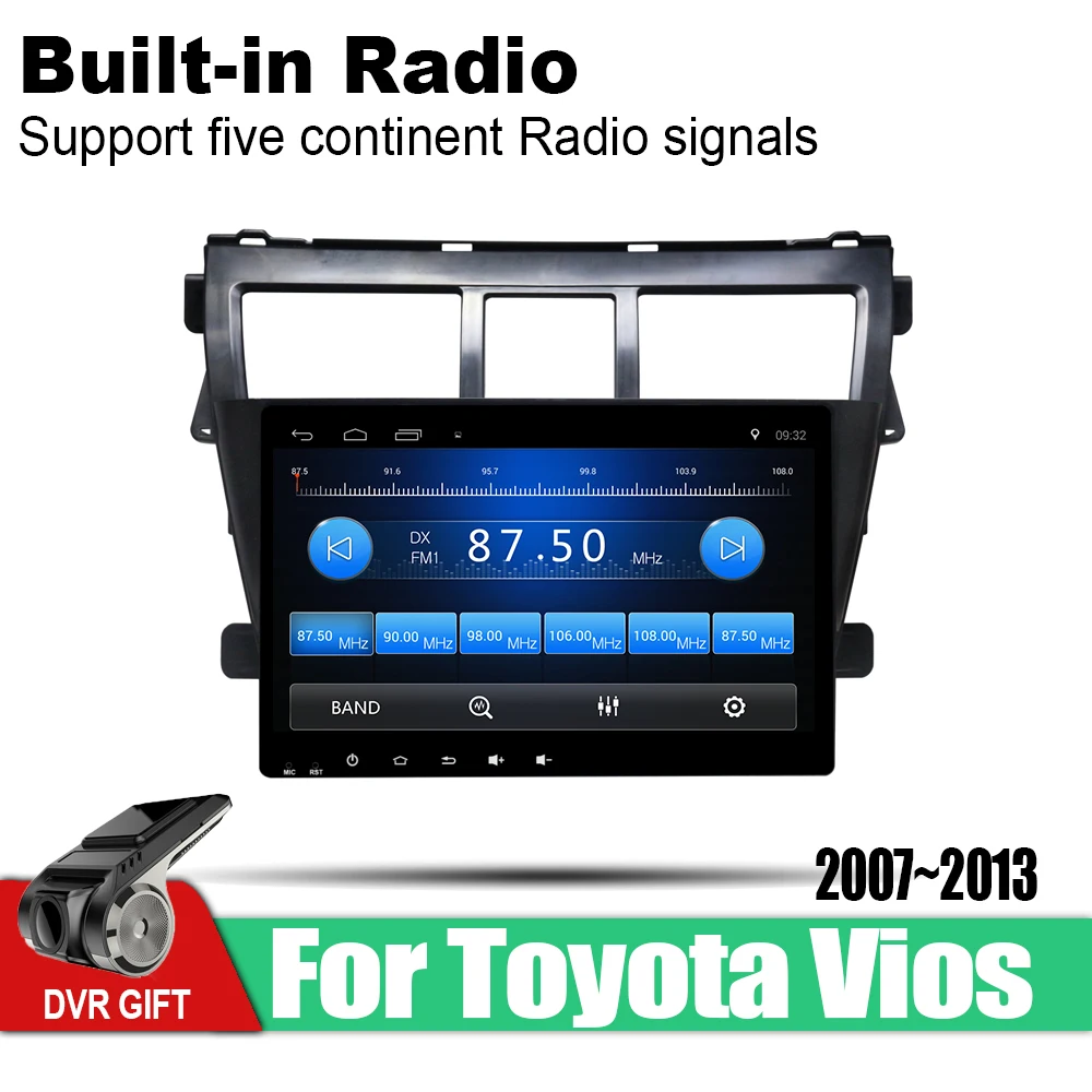 Автомагнитола ZaiXi с GPS для Toyota Vios 2007 2008 2009 2010 2012 2013 Android 8 1 мультимедийный плеер