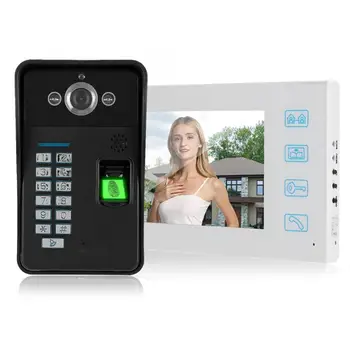 

7in Wired Video Intercom 1080P Fingerprint Password Card Remote Access Control System 100-240V Door Bell