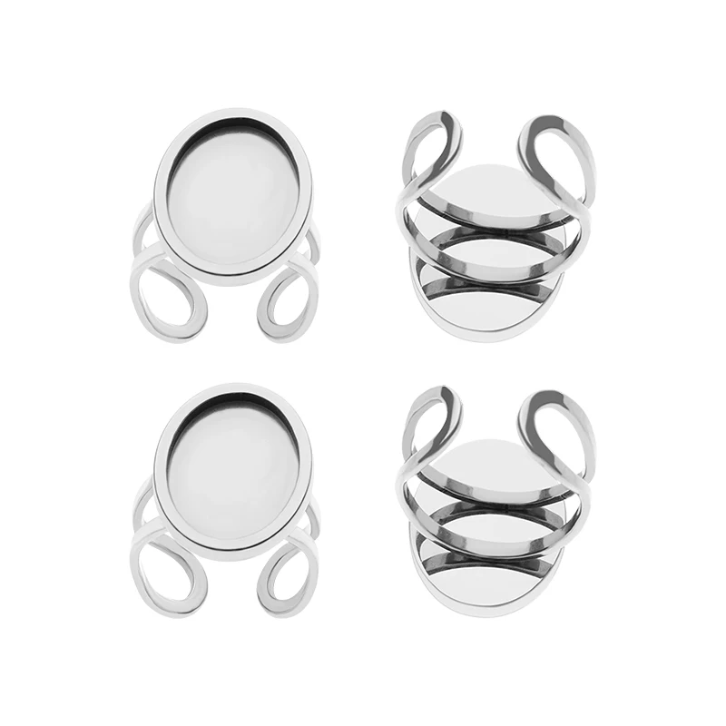 Base De Cabochon 10 Pièces/lot Réglable De Base De Bague Vierge Pour Diamètre 10 12 14 16 18 20 25 Mm Cabochons En Verre Camée Plateau DIY Fabrication De Bijoux, Or, 16