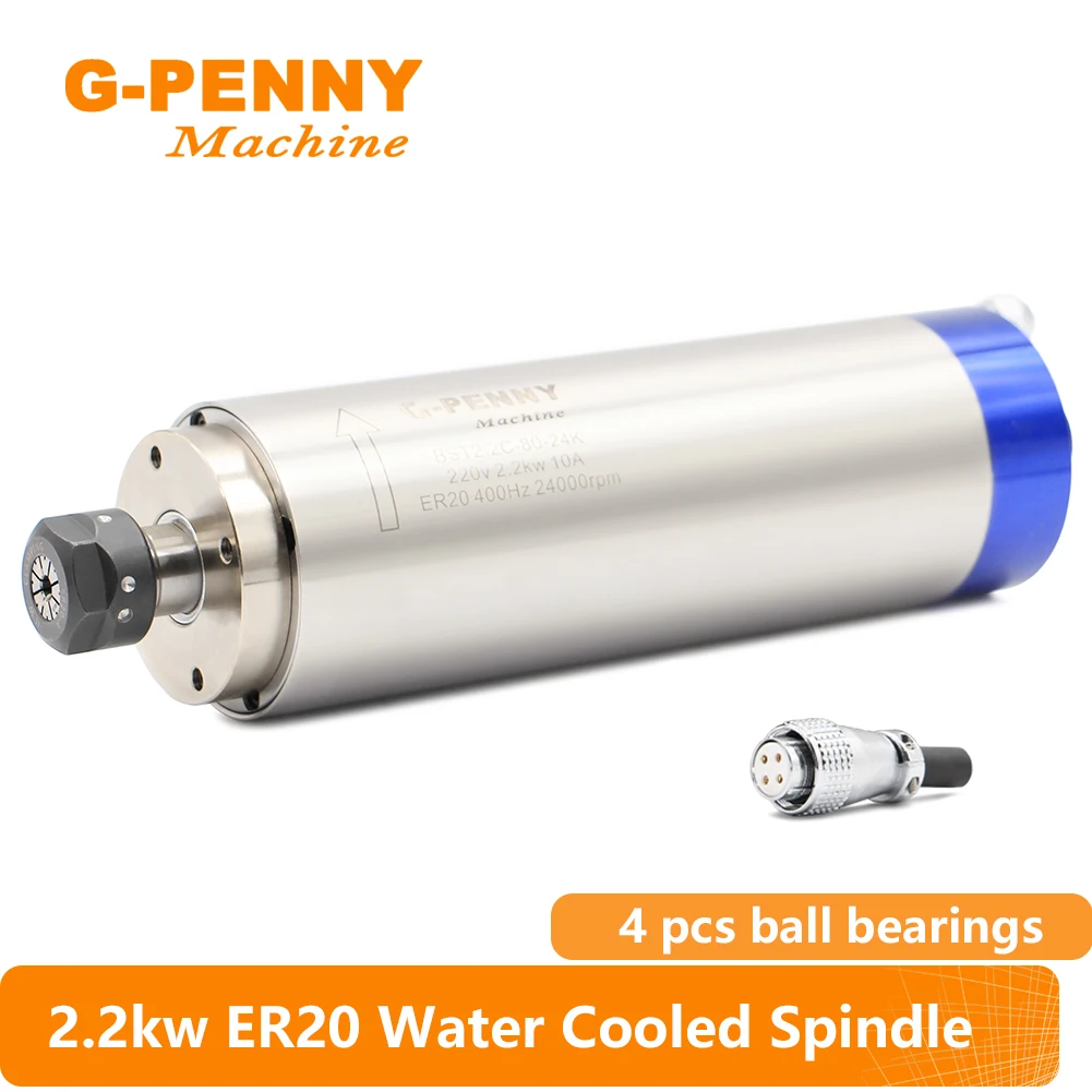 CNC 수냉식 스핀들, CNC 조각 밀링 라우터 기계, 수냉식 스핀들, 베어링 4 개, 2.2KW ER20 80mm, 220V, 380V