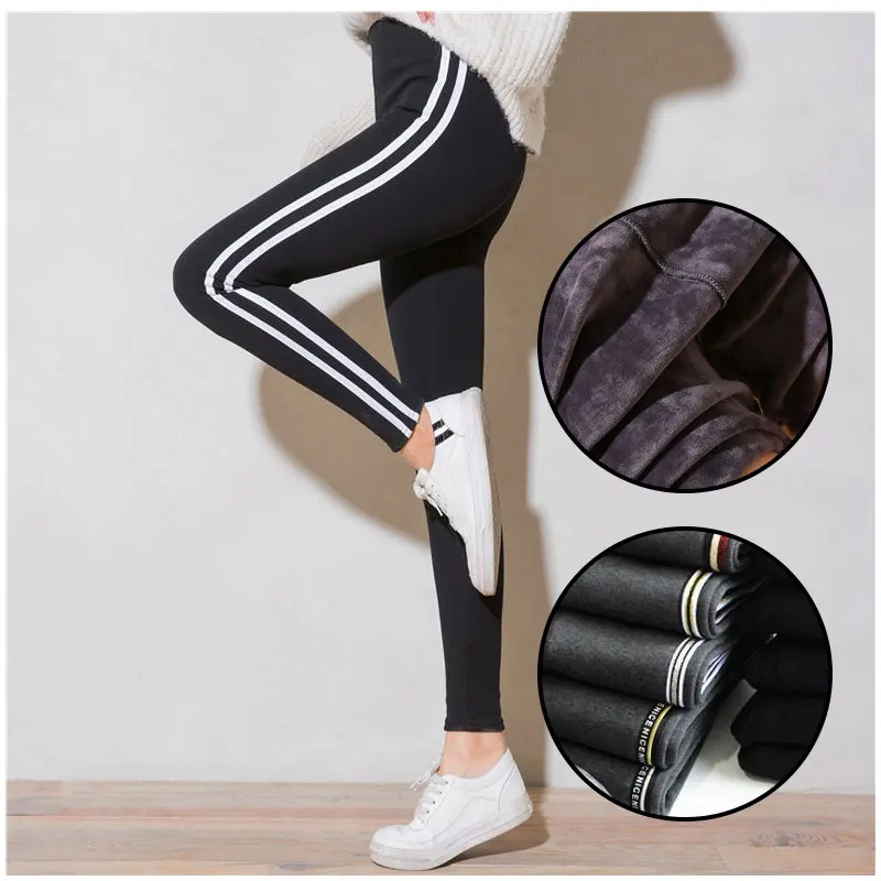 compression leggings 2019 Winter Thick Embroidery Letter Women's Velvet Leggings High Quality Keep Warm Solid Pants High Waist One Size Leggings compression leggings