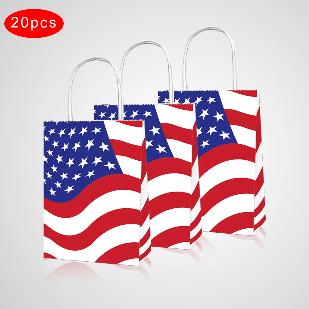 20pcs July 4th Party Gift Bags Candy American Independence Day National Flag Decoration Paper Boxes Packing | Дом и сад