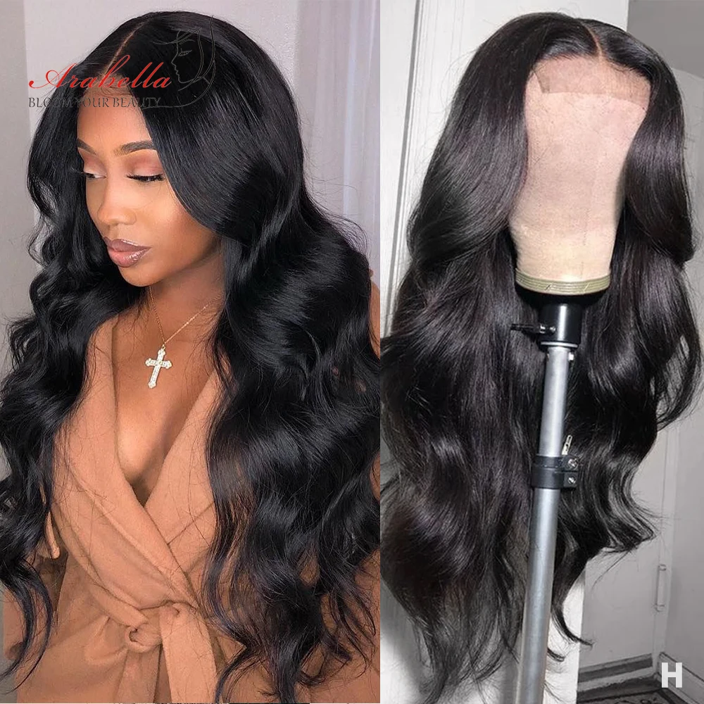 Closure Wig Body Wave 100% Wigs With Baby Hair 4X4 Lace Wig 180% Density Arabella Pre Plucked Lace Wig