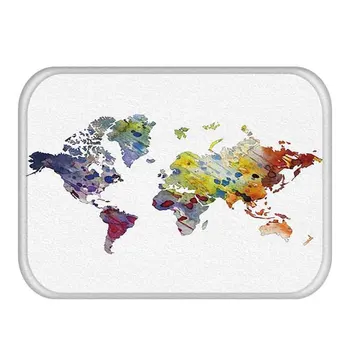 

world map art Non-slip door mat Multifunction waterproof Bathroom slip carpet Can DIY Custom picture rug Kitchen cleaning E076