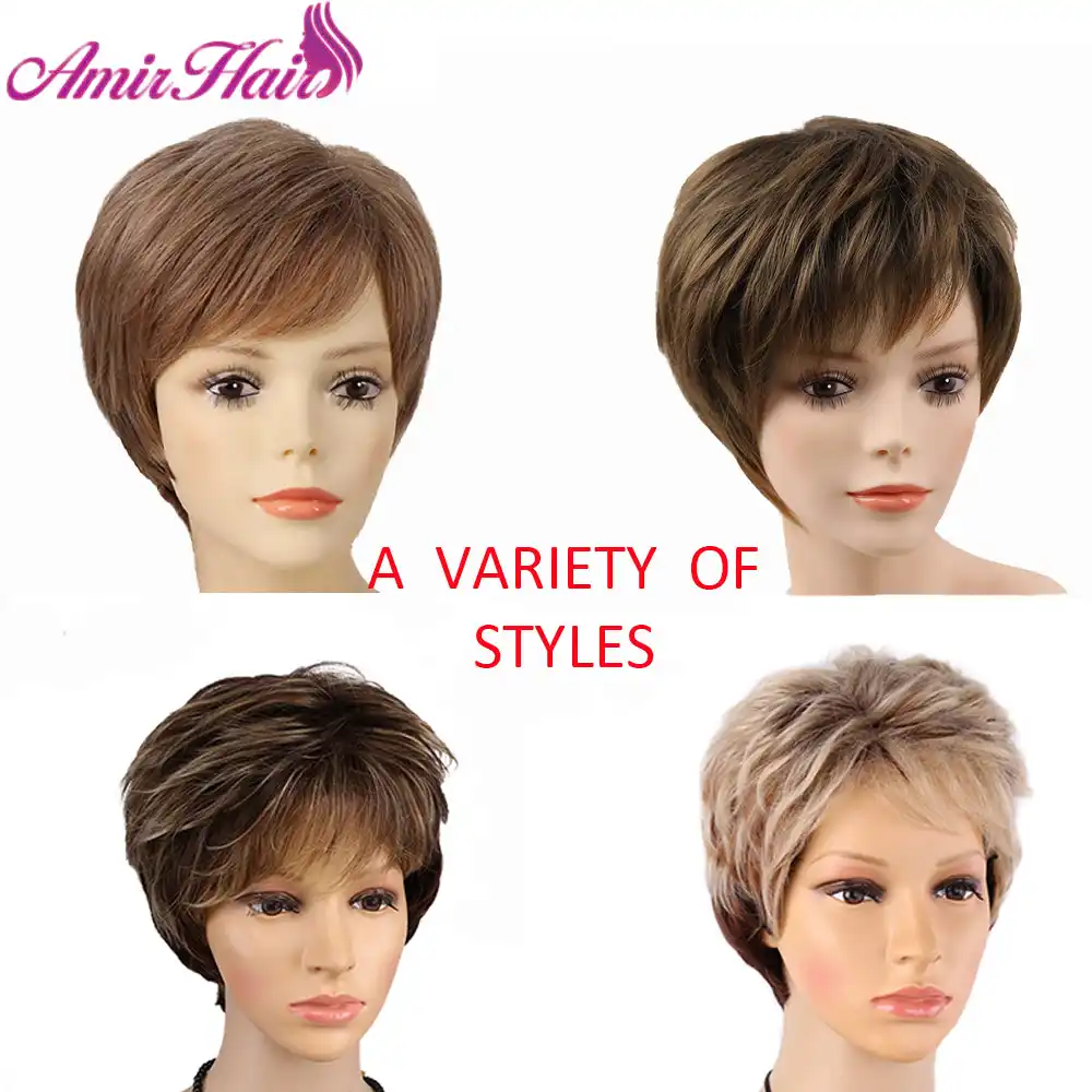Amir Blondinka Korotkaya Zhenskaya Strizhka Pyshnye Pryamye Naturalnye Korotkie Sinteticheskie Volosy Pariki Dlya Zhenshin Iz Ssha I Afriki Wig Wig Wig Natural Shortwig Short Aliekspress