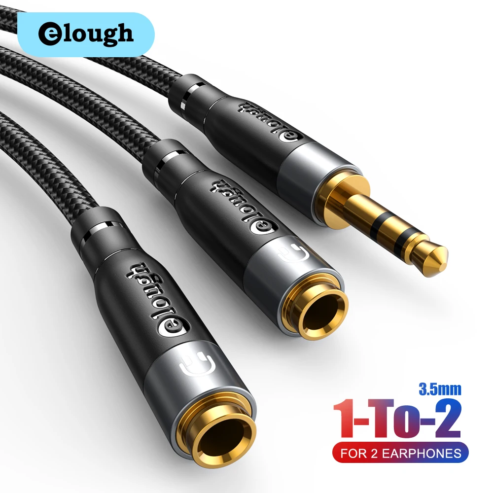 Elough 3.5mm Aux Cable Male to double Female Extension Headphone Splitter with Microphone Y AUX Adapter | Электроника