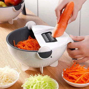 

Magic Multifunctional Rotate Vegetable Cutter With Drain Basket Kitchen Veggie Fruit Shredder Grater Slicer Kitchen Accessories