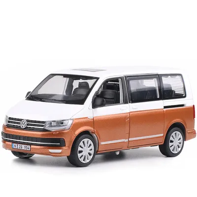 Горячая Распродажа 1:32 VW T6 коммерческая модель автомобиля из сплава, имитация литья под давлением звук и светильник игрушка автомобиль подарок на день рождения для детей - Цвет: Оранжевый