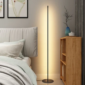 

Mondern LED Floor lamp Vertical Strip Round Stick Floor Light Bedroom Art Decor Living Room Atmospheric Floor Lamp Light Fixture