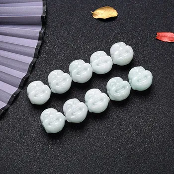 

5PC Natural jade Emerald Buddha head beads Accessories DIY Bangle Charm Jewellery Fashion Hand-Carved man woman Luck Amulet