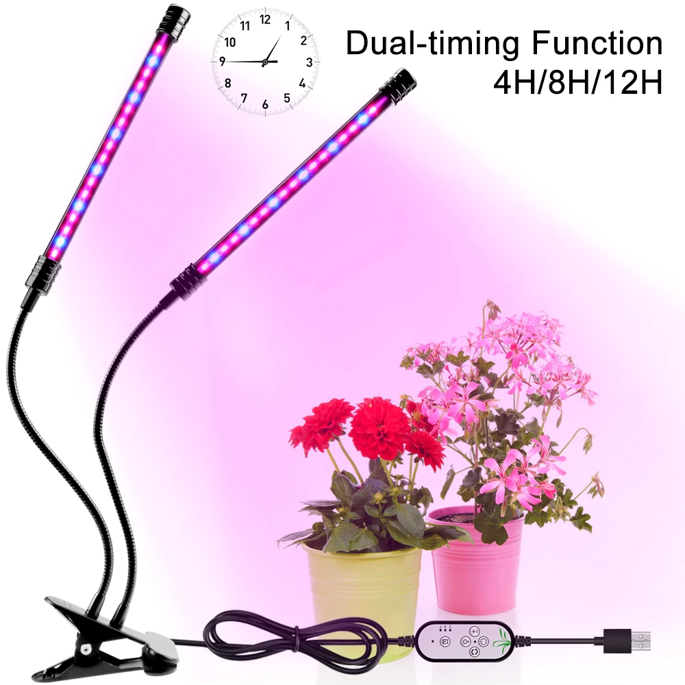 Lámpara De Crecimiento LED Para Plantas De Interior - Espectro Completo, 3 Modos Y Temporizador | Para Suculentas, Cactus Y Germinación