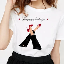 Camisetas de mujer Streetwear de talla grande Vintage 90s Harajuku Happy Friday camisetas para mujer Ropa Camisetas gráficas