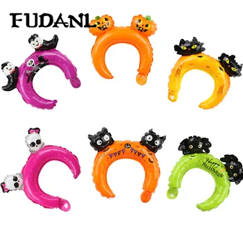 

50pcs Happy Halloween Carton Headband Foil Balloons Children Gift Head Wear Ballon Party Decor Kids Hair Clasp Cosplay Globos
