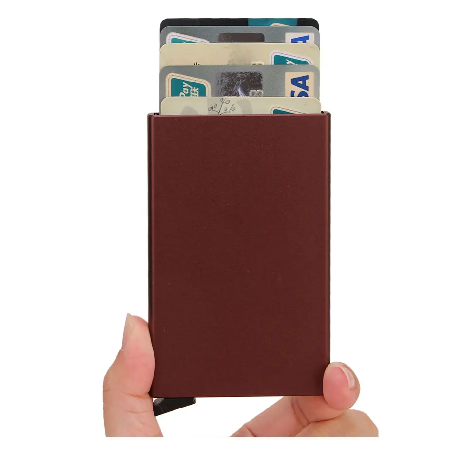 DIENQI, держатель для визиток, унисекс, металлический кошелек, чехол, RFID, карман для карт, защита для мужчин и женщин, автоматический всплывающий держатель для карт