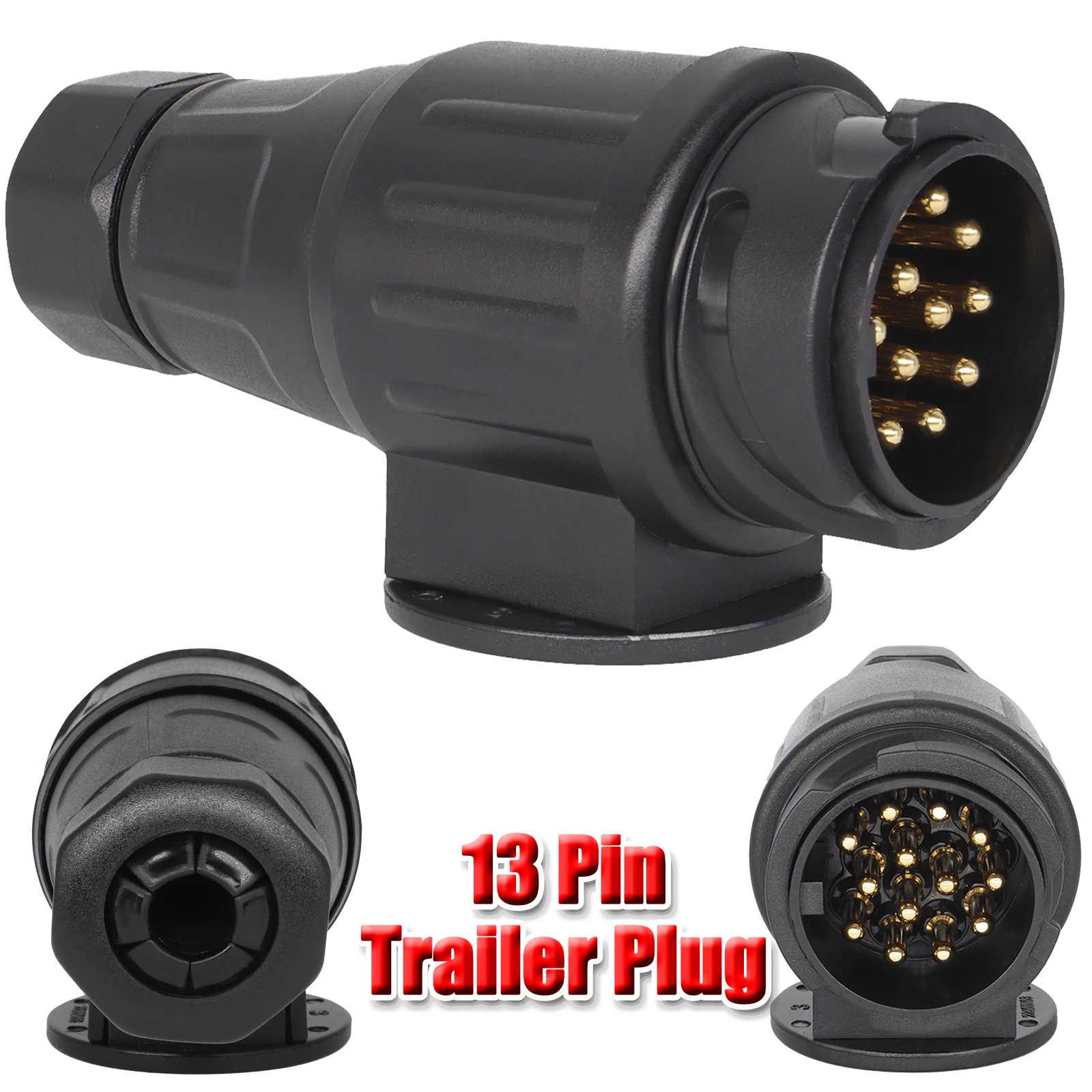 12V 13 Pin Trailer Plug Durable 13 Pole Electrical Caravan Wiring Connector Towing Bar Socket Adapter