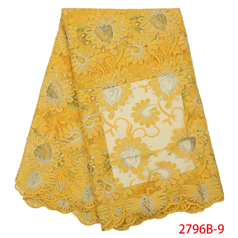 

Yellow Nigerian Tulle Lace for Wedding Party Dress Fashion Embroidery African Tulle Mesh Lace Fabrics with Stones APW2796B-4