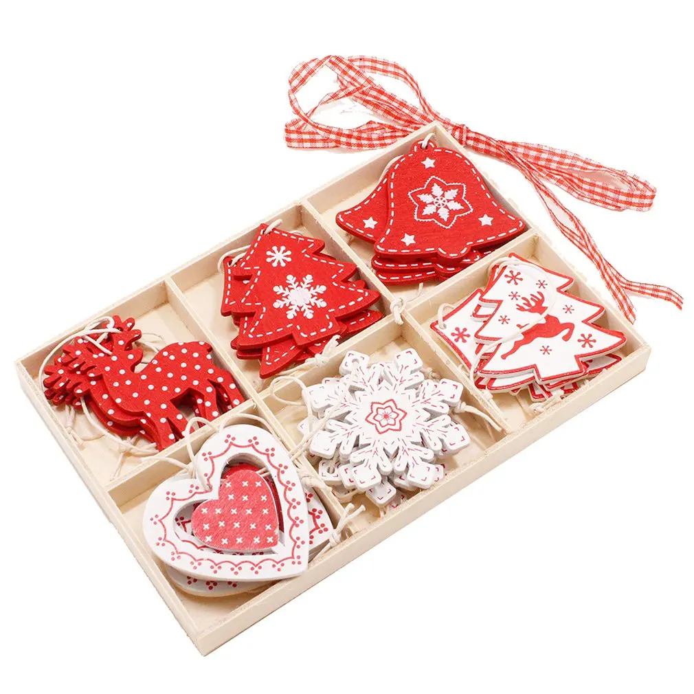 

Christmas Pendant Wooden Box Set Creative Home Decoration Crafts Wood Christmas Tree Decoration Props Small Gifts
