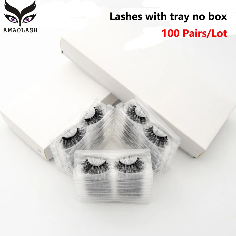 

AMAOLASH 100 Pairs/Pack Mink Lashes Natural long 3D Eyelashes Cruelty Free Handmade Fluffy Cross Soft False Eyelashes Maquiagem