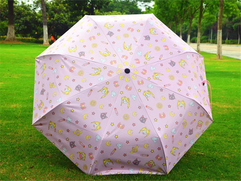 

Anime Sailor Moon Cosplay Girls Pink Cartoon Folding Sun Umbrella Sunscreen Halloween Cartoon Umbrella Gift Accessories Prop