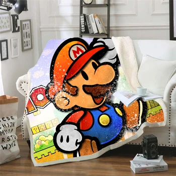 

Hoodie Blanket Plush Blanket 3D Super Mario Printed Sherpa Fleece Microfiber Blanket Gift Drop Shipping 013