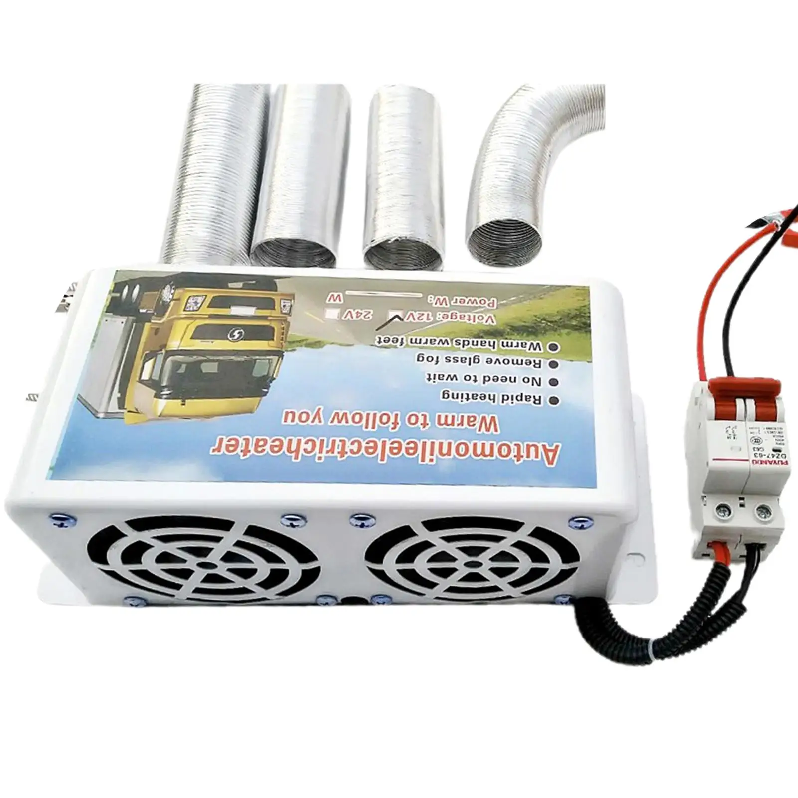 12V500W1000W3HolesCarHeaterPortableVehicleWindscreenDemister