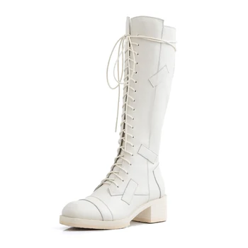 

Arden Furtado Fashion Women's Shoes Winter Sexy Elegant Ladies Boots Concise Mature Cross tied Lace up Knee High Boots