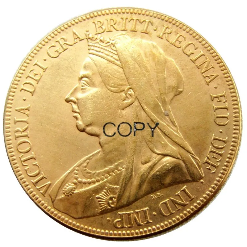 Victoria Five Pounds 1893 Gold Plated copy coin | Дом и сад
