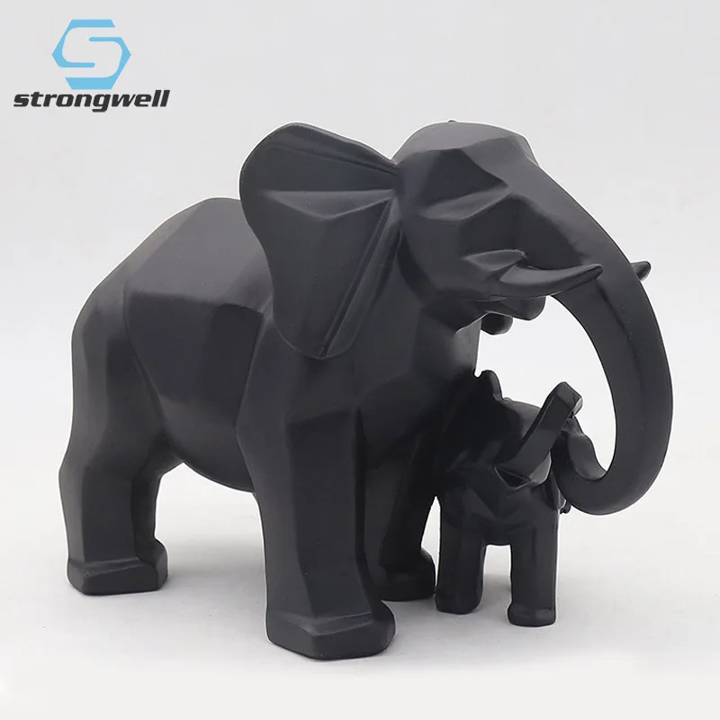 Strongwell Nordic Geometry Mother And Son Elephant Figurines Home