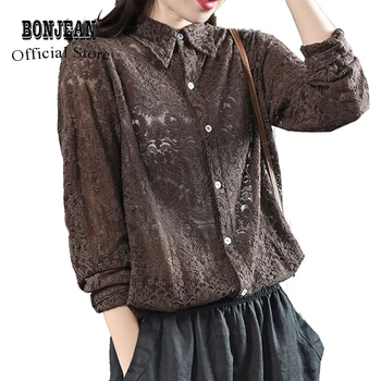 

Womens Lace Shirt Blouse for Ladies Big Loose Office Lady Elegant Fashion Casual for Spring Summer AZ19631315
