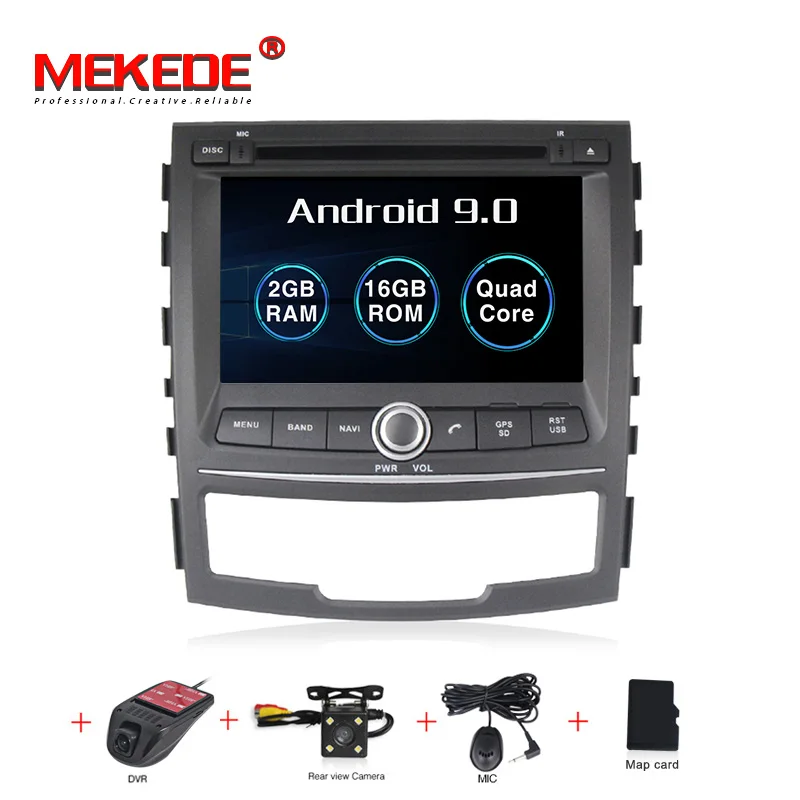 16G CAMERA DVR MEKEDE 1024X600 2Din Восьмиядерный 4G ram Android 9,0 автомобильный мультимедийный плеер для SSANGYONG KORANDO 2011-2013 стерео навигационный GPS радиоприемник - Цвет: 16G CAMERA DVR