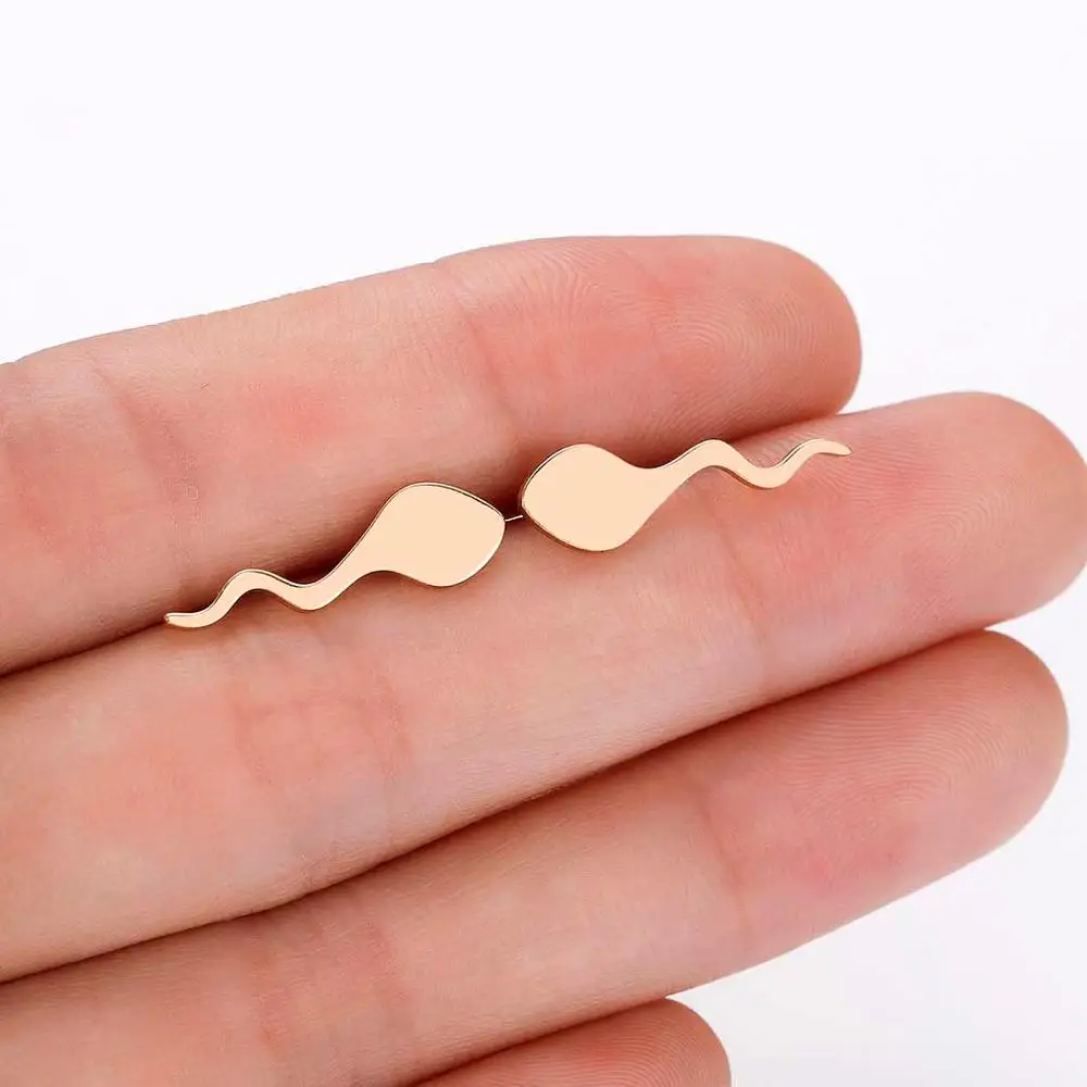 

CHENGXUN Sperm Shape Stud Earrings Unique Punk Style Earrings for Adults Sexy Funny Gift for Couples