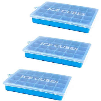 

Ice Tray with Lid, 3 Ice Trays Flexible, Easy to Release 15 Cavity Ice Tray Mold, Stackable, Dishwasher Safe